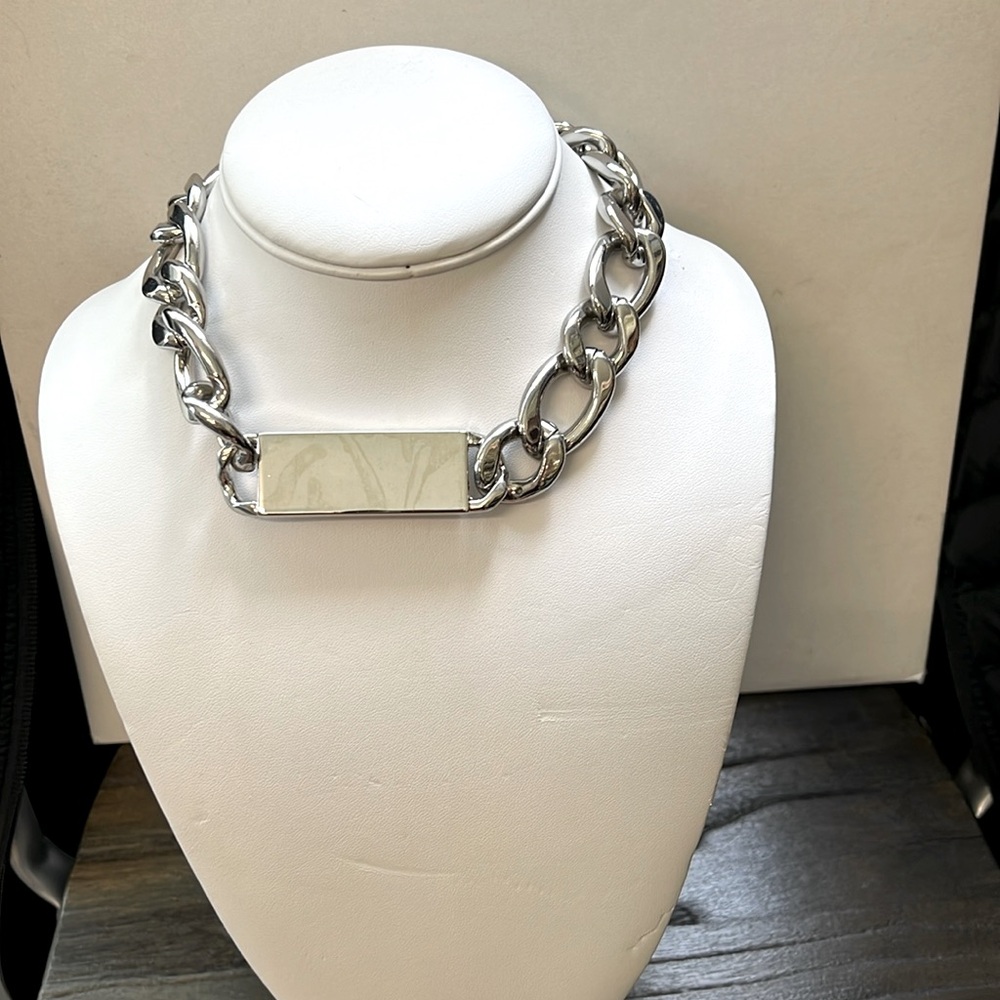 New ID Necklace with thick chain and 3” extension,necklace is 19” with extension